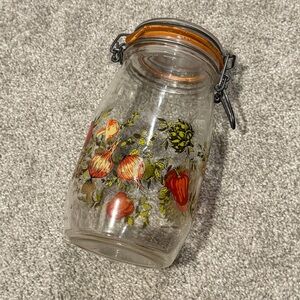 Vintage Glass Canister Storage Jar Made in FRANCE MUSHROOM Spice Of Life 1.5L